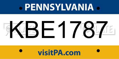KBE1787 Pennsylvania License Plate