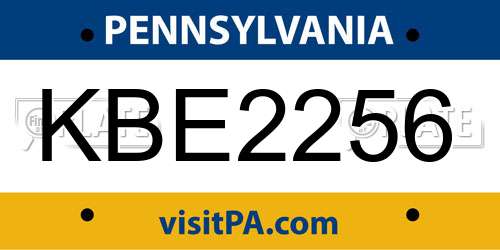KBE2256 Pennsylvania License Plate