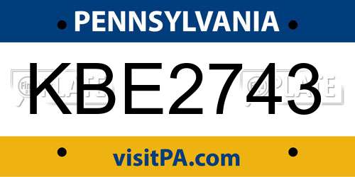 KBE2743 Pennsylvania License Plate