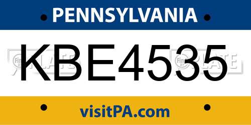 KBE4535 Pennsylvania License Plate