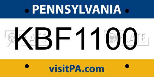 KBF1100 Pennsylvania License Plate