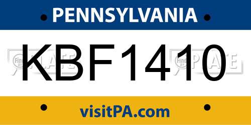 KBF1410 Pennsylvania License Plate