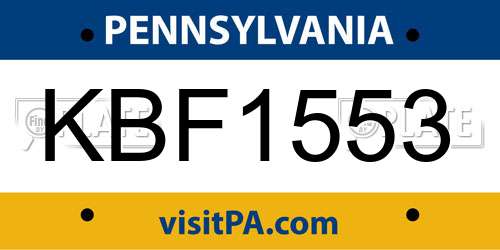 KBF1553 Pennsylvania License Plate