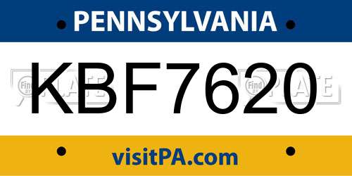 KBF7620 Pennsylvania License Plate