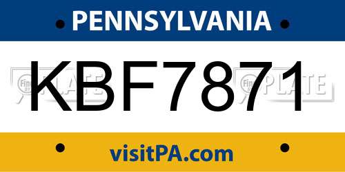 KBF7871 Pennsylvania License Plate
