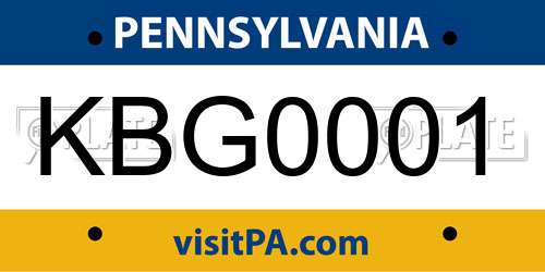 KBG0001 Pennsylvania License Plate