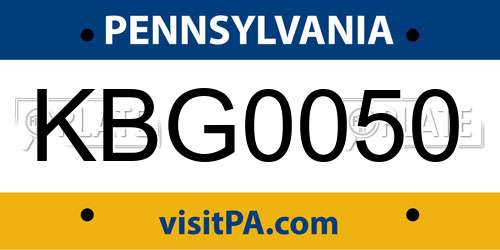KBG0050 Pennsylvania License Plate