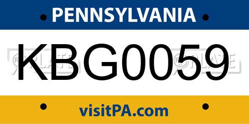 KBG0059 Pennsylvania License Plate