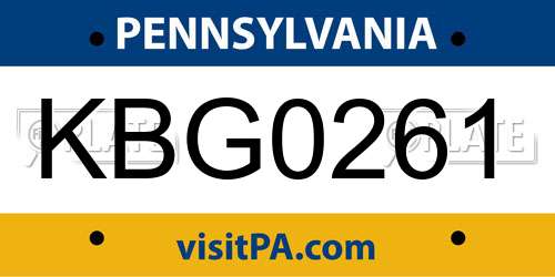 KBG0261 Pennsylvania License Plate