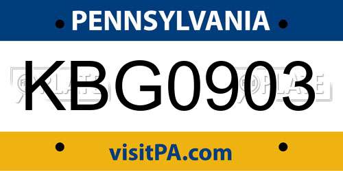 KBG0903 Pennsylvania License Plate