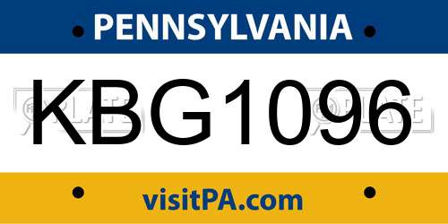 KBG1096 Pennsylvania License Plate