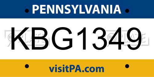 KBG1349 Pennsylvania License Plate