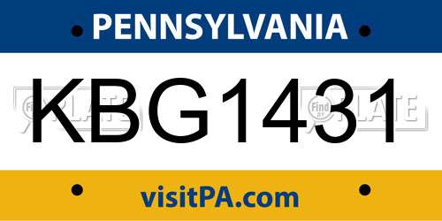 KBG1431 Pennsylvania License Plate