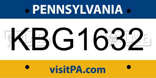 KBG1632 Pennsylvania License Plate