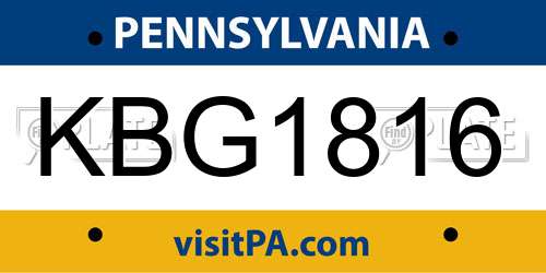 KBG1816 Pennsylvania License Plate