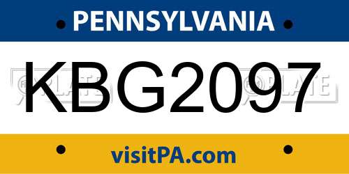 KBG2097 Pennsylvania License Plate