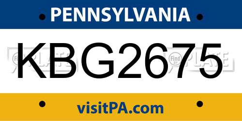 KBG2675 Pennsylvania License Plate