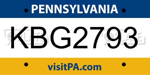 KBG2793 Pennsylvania License Plate