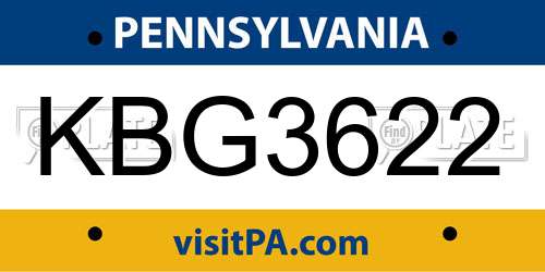 KBG3622 Pennsylvania License Plate
