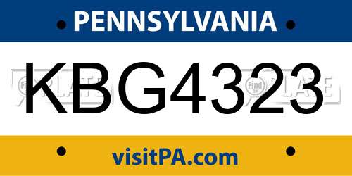 KBG4323 Pennsylvania License Plate