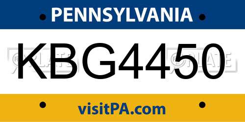 KBG4450 Pennsylvania License Plate
