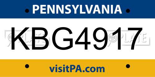 KBG4917 Pennsylvania License Plate