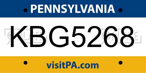 KBG5268 Pennsylvania License Plate