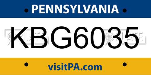 KBG6035 Pennsylvania License Plate