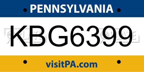 KBG6399 Pennsylvania License Plate