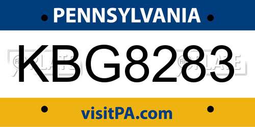 KBG8283 Pennsylvania License Plate