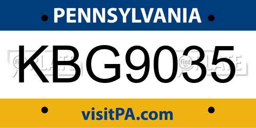 KBG9035 Pennsylvania License Plate