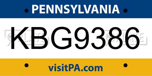 KBG9386 Pennsylvania License Plate