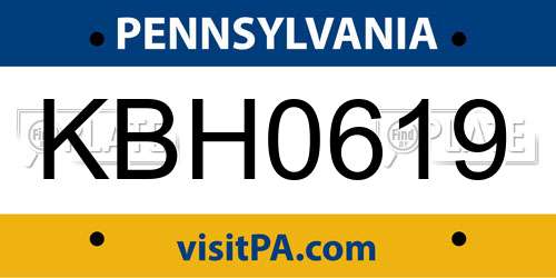 KBH0619 Pennsylvania License Plate
