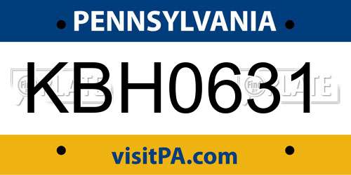 KBH0631 Pennsylvania License Plate