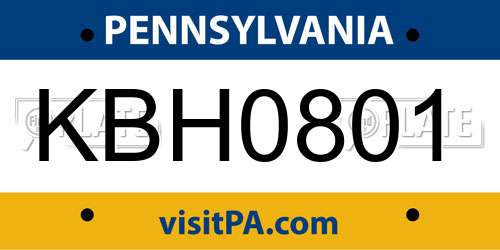 KBH0801 Pennsylvania License Plate