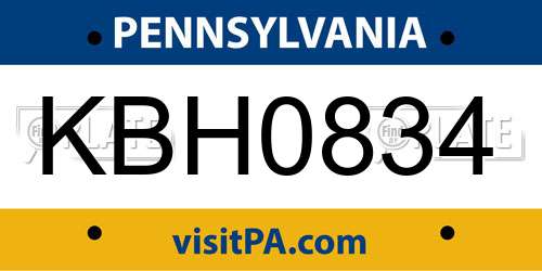 KBH0834 Pennsylvania License Plate