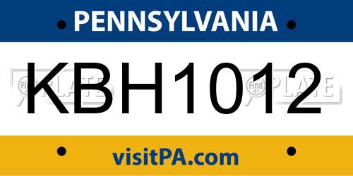 KBH1012 Pennsylvania License Plate