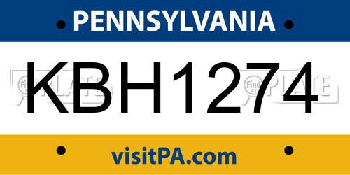 KBH1274 Pennsylvania License Plate
