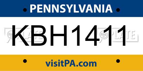 KBH1411 Pennsylvania License Plate