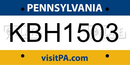 KBH1503 Pennsylvania License Plate