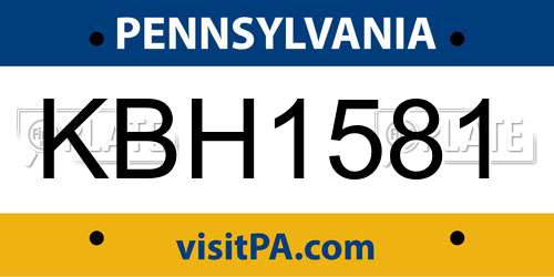 KBH1581 Pennsylvania License Plate