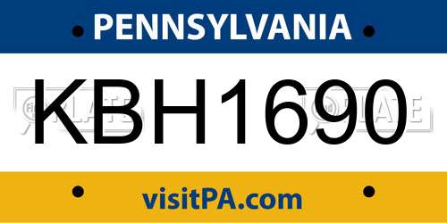 KBH1690 Pennsylvania License Plate