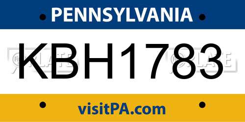 KBH1783 Pennsylvania License Plate