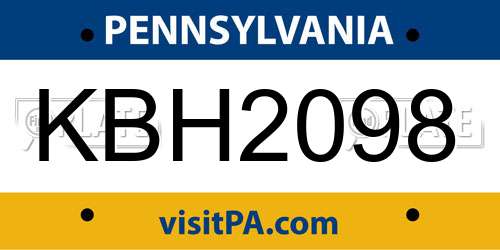 KBH2098 Pennsylvania License Plate