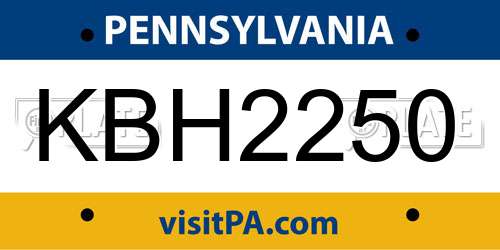 KBH2250 Pennsylvania License Plate