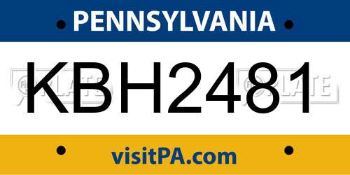 KBH2481 Pennsylvania License Plate
