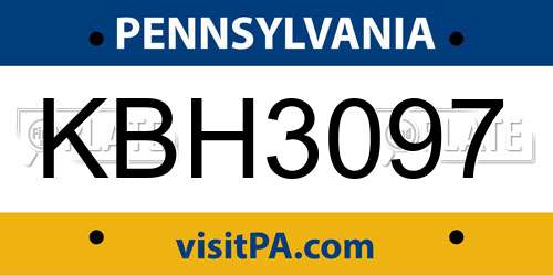 KBH3097 Pennsylvania License Plate