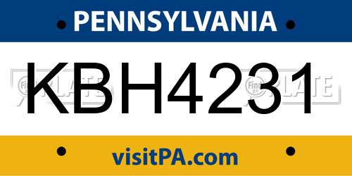KBH4231 Pennsylvania License Plate