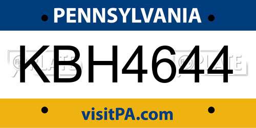 KBH4644 Pennsylvania License Plate