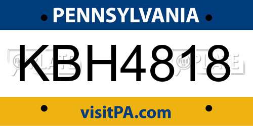 KBH4818 Pennsylvania License Plate